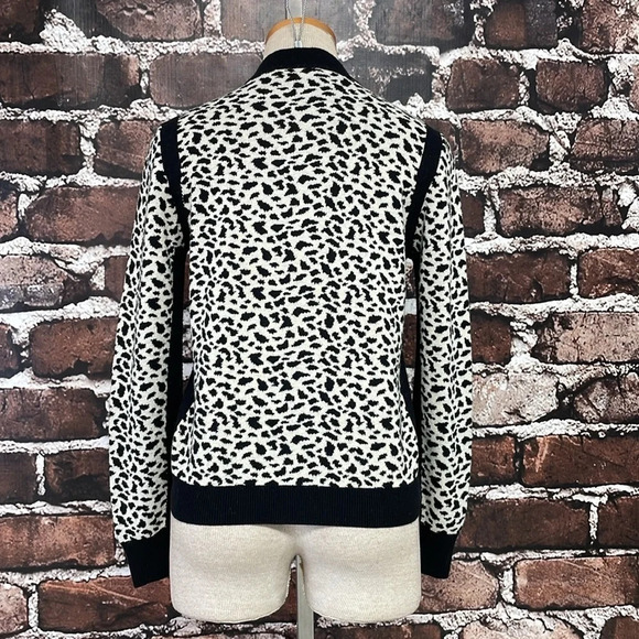 Velvet Graham Spencer Cardigan Women's S Small Black Leopard Zip Sweater - Picture 11 of 14